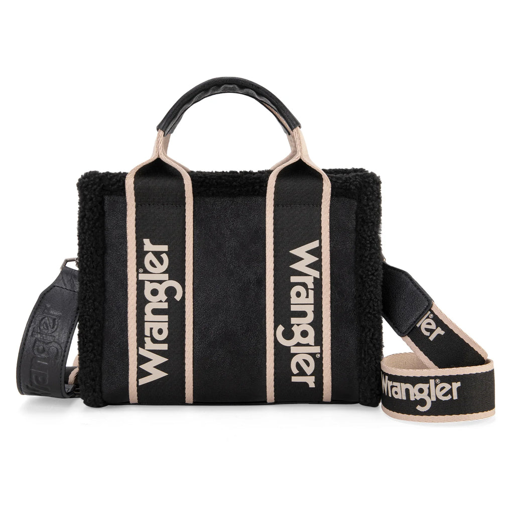 Wrangler Sherpa Small Canvas Tote/Crossbody - Black