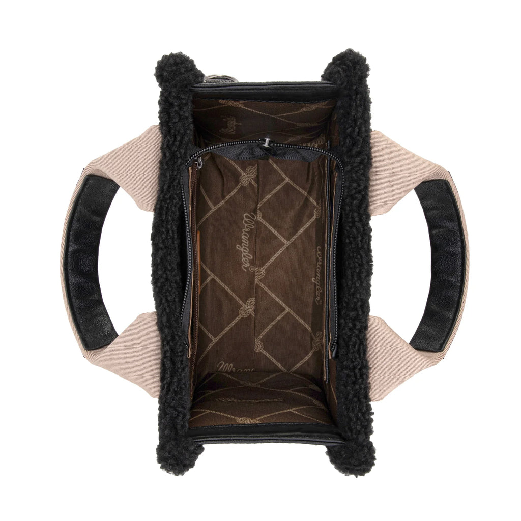 Wrangler Sherpa Small Canvas Tote/Crossbody - Black