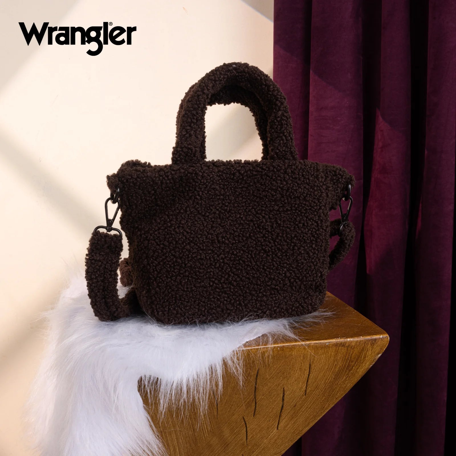 Wrangler Sherpa Aztec Sherpa Small Tote/Crossbody - Coffee