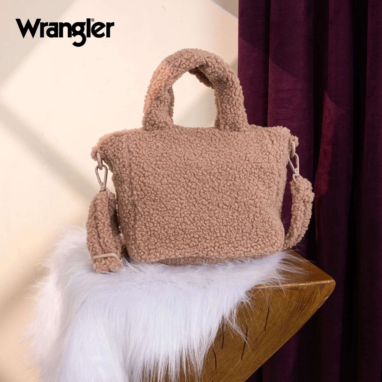 Wrangler Sherpa Aztec Sherpa Small Tote/Crossbody - Tan